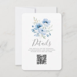 Cartão plano com detalhes de casamento floral azul