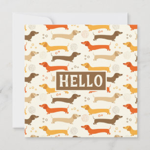 Cartão Plano Dachshunds e Pontos Polka