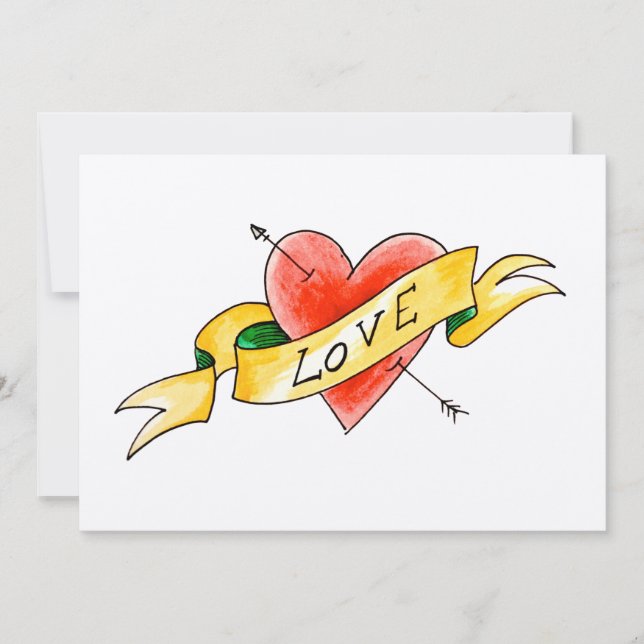 Cartão plano de amor tatuado (Frente)