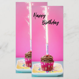Cartão Plano de Aniversário Cor-de-Rosa – Tema Bol