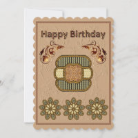 Cartão Plano de Aniversário Mandala Motif