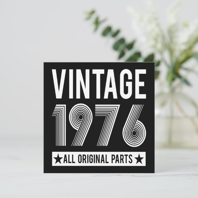 Cartão plano de aniversário Vintage 1976 (Em pé/Frente)