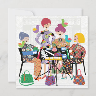 Cartão plano de aves Mah Jongg