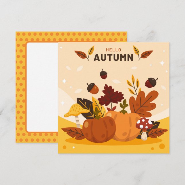 Cartão Plano de Boas Vindas de Outono (Frente/Verso)