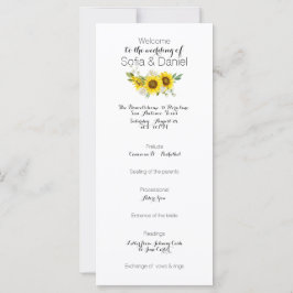 Cartão Plano de casamento aquarela com girassol ro