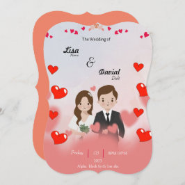 Cartão plano de casamento de outono