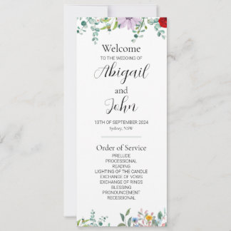 Cartão plano de cerimônia de casamento de flores s