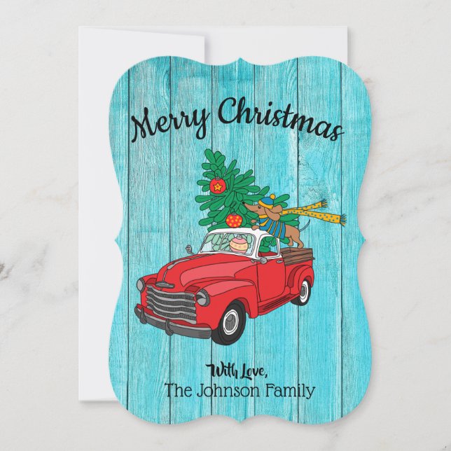 Cartão Plano de Compras de Árvore de Natal Dachshu (Frente)