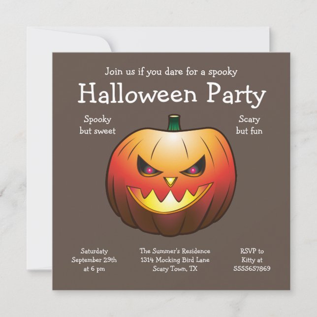 Cartão Plano de Convite à Abóbora Halloween (Frente)