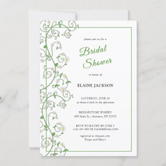 Cartão Plano de Convite para Chá de Vinha Flor Bra