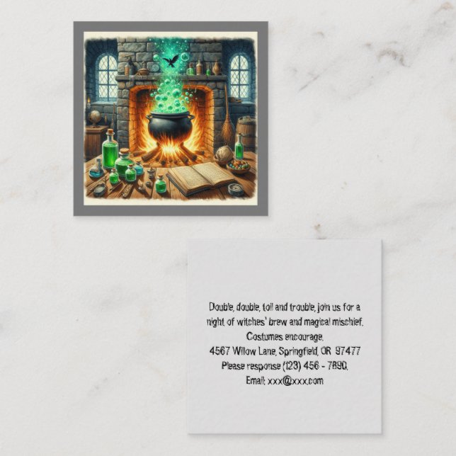 Cartão Plano de Convite para Halloween (Frente/Verso)