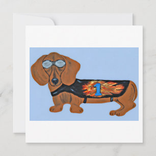 Cartão Plano de Dachshund com Jaqueta de Corrida
