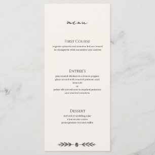 Cartão Plano de Entrada de Menu de Evento de Casam