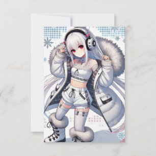 Cartão plano de esqui de anime