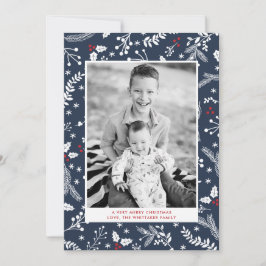 Cartão Plano de Férias de Natal de Mirtilos de Inv