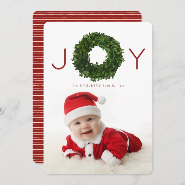 Cartão plano de férias de Natal em Boxwood (Frente/Verso)