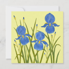 Cartão Plano de Flores de Íris Azul
