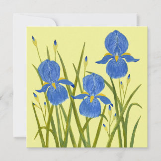 Cartão Plano de Flores de Íris Azul