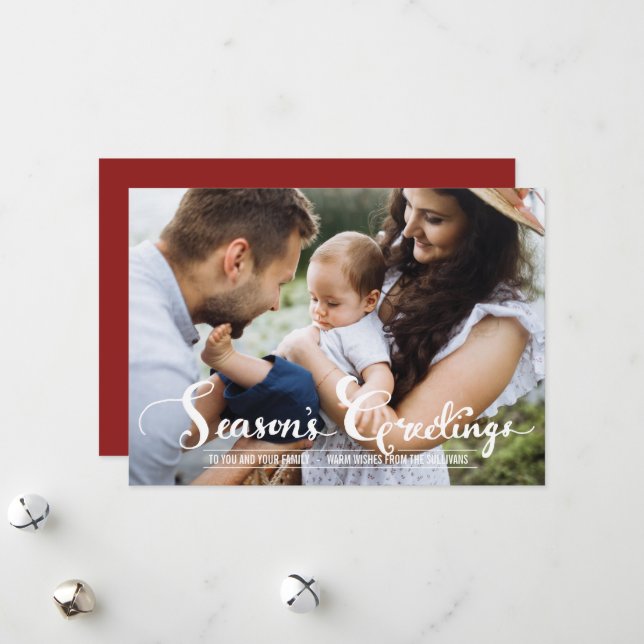 Cartão plano de fotos de feriado do script de saud (Frente/Verso In Situ)