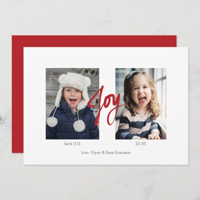 Cartão plano de fotos do feriado de Natal 2 (Frente/Verso)