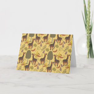 Cartão Plano de fundo amarelo sem costura Giraffe