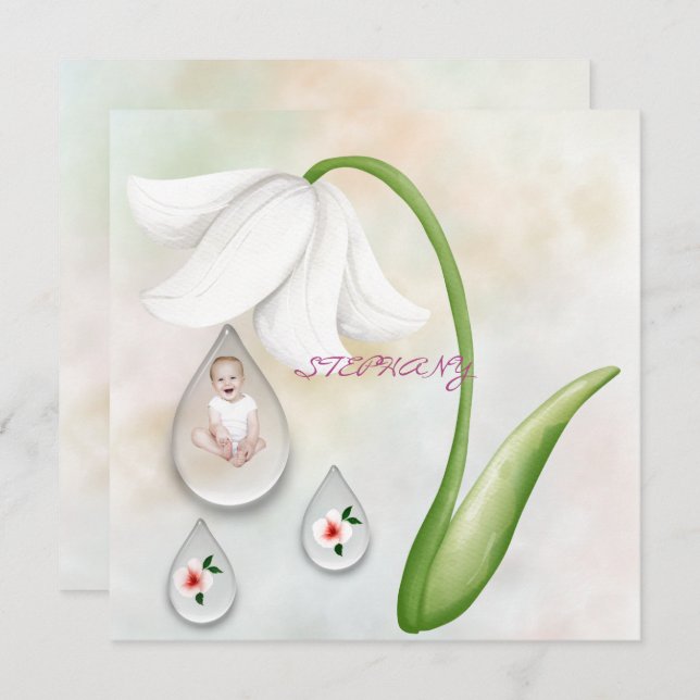 Cartão plano de gotículas de fada branca (Frente/Verso)