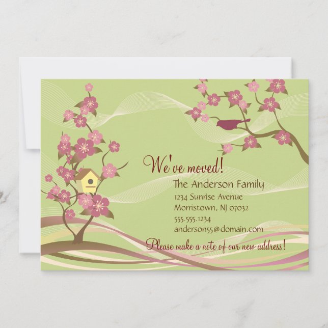 Cartão plano de lançamento móvel da casa de pássar (Frente)