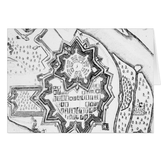 Cartão Plano de Mannheim, Alemanha 1690 (Frente Horizontal)