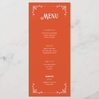 Cartão Plano de Menu de Aniversário Laranja Vintag