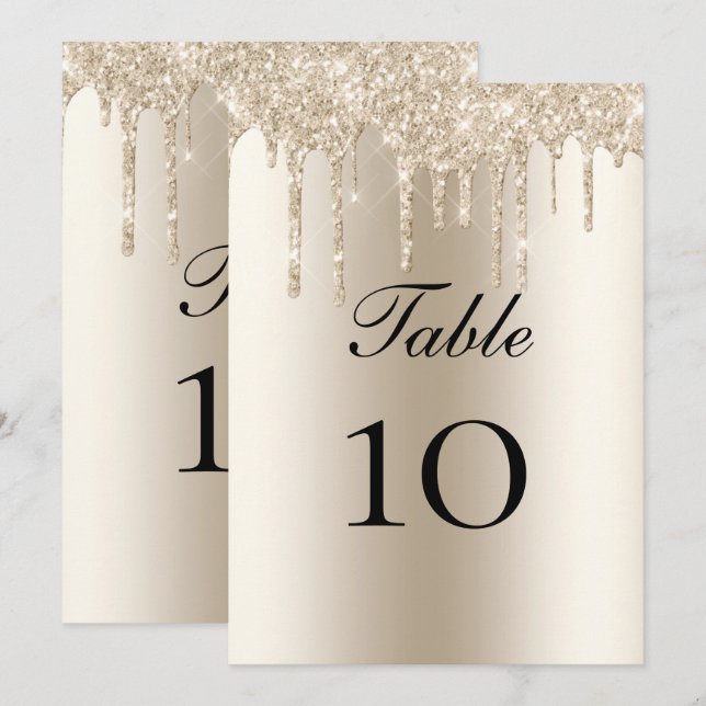 Cartão Plano de Mesa de Casamento com Brilho de Ch (Frente/Verso)