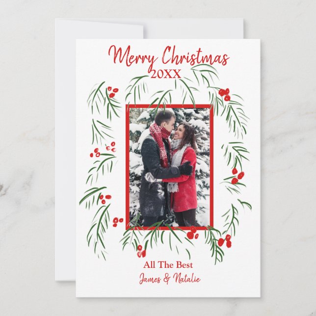 Cartão Plano de Natal com Foto Personalizada e Ver (Frente)