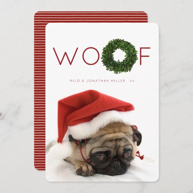 Cartão plano de Natal de Boxwood Wreath Pet (Frente/Verso)