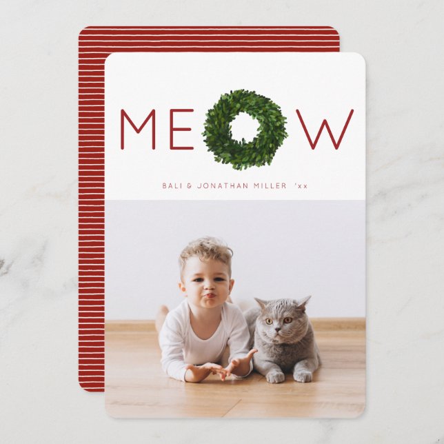 Cartão plano de Natal de Boxwood Wreath Pet (Frente/Verso)