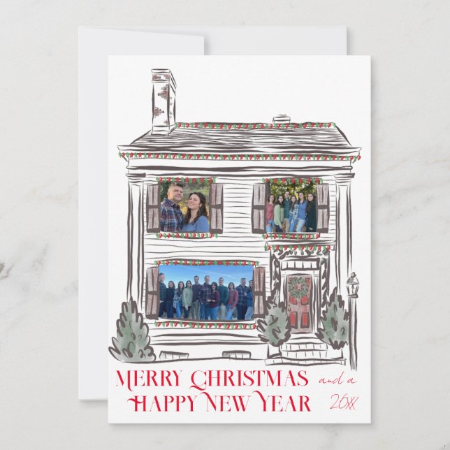 Cartão plano de Natal de Natal de Férias (Frente)