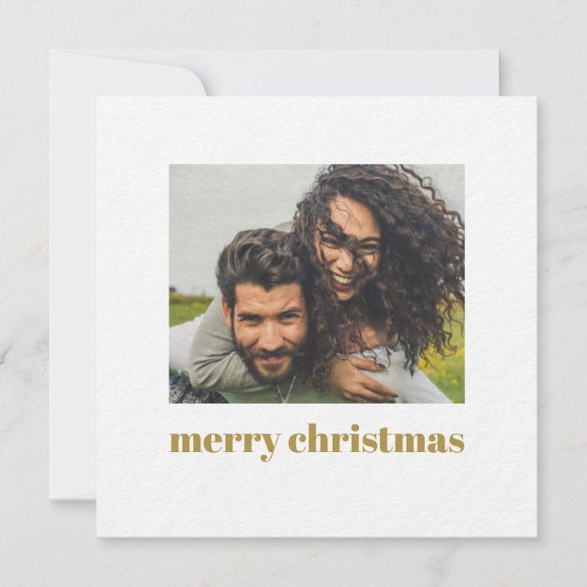 Cartão plano de natal feliz com fotos simples (Frente)