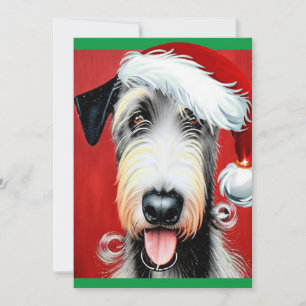 Cartão Plano de Natal Irlandês Wolfhound Caprichos