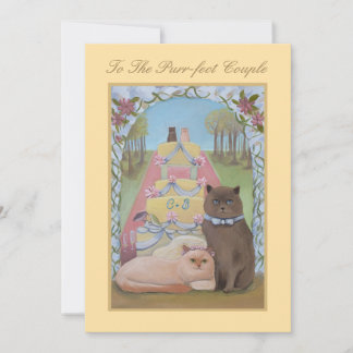Cartão plano de Parabéns de casamento do tema Cat