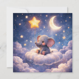 Cartão plano de primeiro aniversário de elefante b