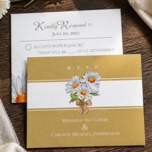 Cartão Plano de RSVP de Casamento Feliz Daisy