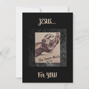 Cartão plano "Ele continua sangrando amor"