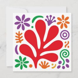 Cartão Plano Floral Abstrato – Arte Folclórica Mod
