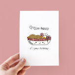 Cartão Plano Funny Miso Ramen Birthday<br><div class="desc">Miso feliz é seu aniversário - engraçado cartão de aniversário de trocadilhos com uma bela ilustração kawaii de miso ramen noodles</div>