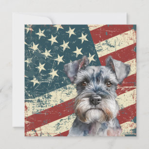 Cartão Plano Grunge Bandeira Americana Schnauzer M