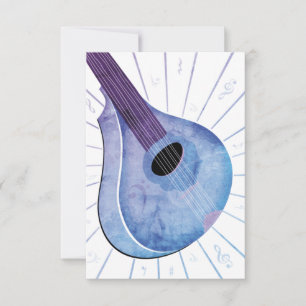 Cartão Plano Instrumento Musical Bouzouki Azul e B