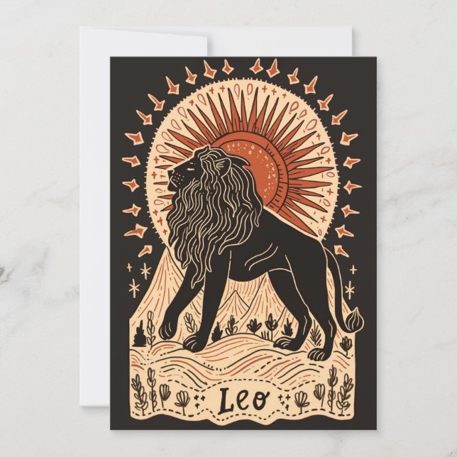 Cartão plano - Leo Celestial Zodiac Art (Frente)