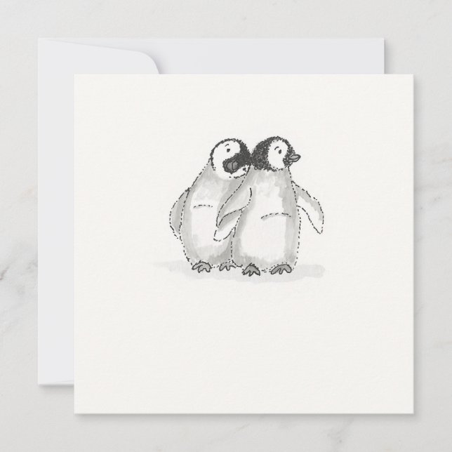 Cartão plano para pinguins bebês (Frente)