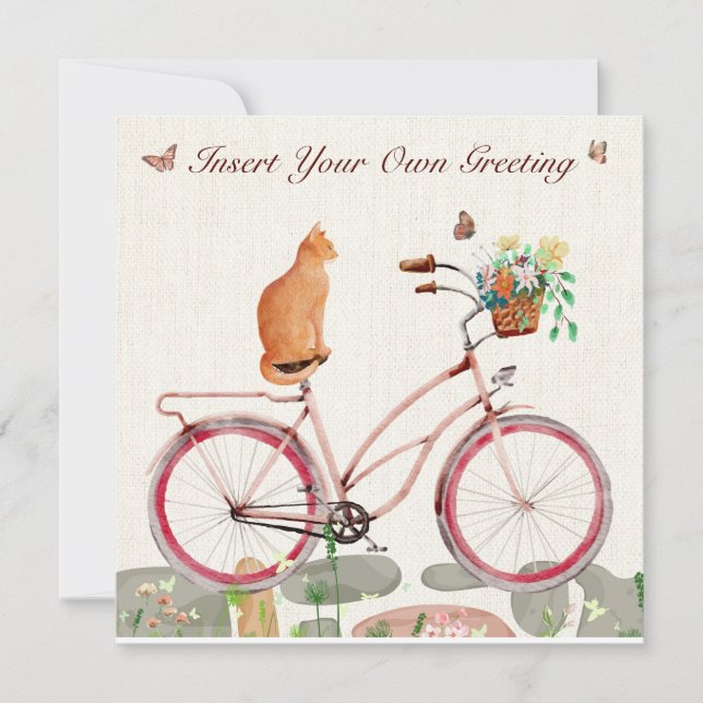 Cartão plano personalizado Le Chat à Vélo (Frente)