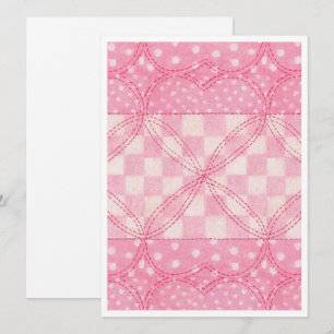 Cartão plano PINK HEART QUILT 5.5x7.5 / Vertical