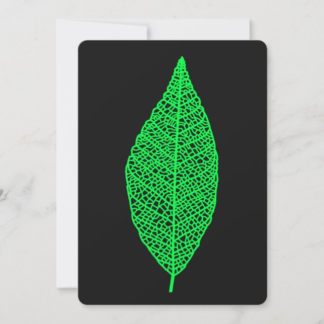 Cartão plano preto e verde com desenho de esquelet (Frente)