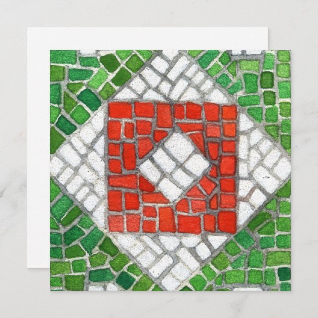 Cartão plano quadrado HOLIDAY MOSAIC 5.25 (Frente/Verso)